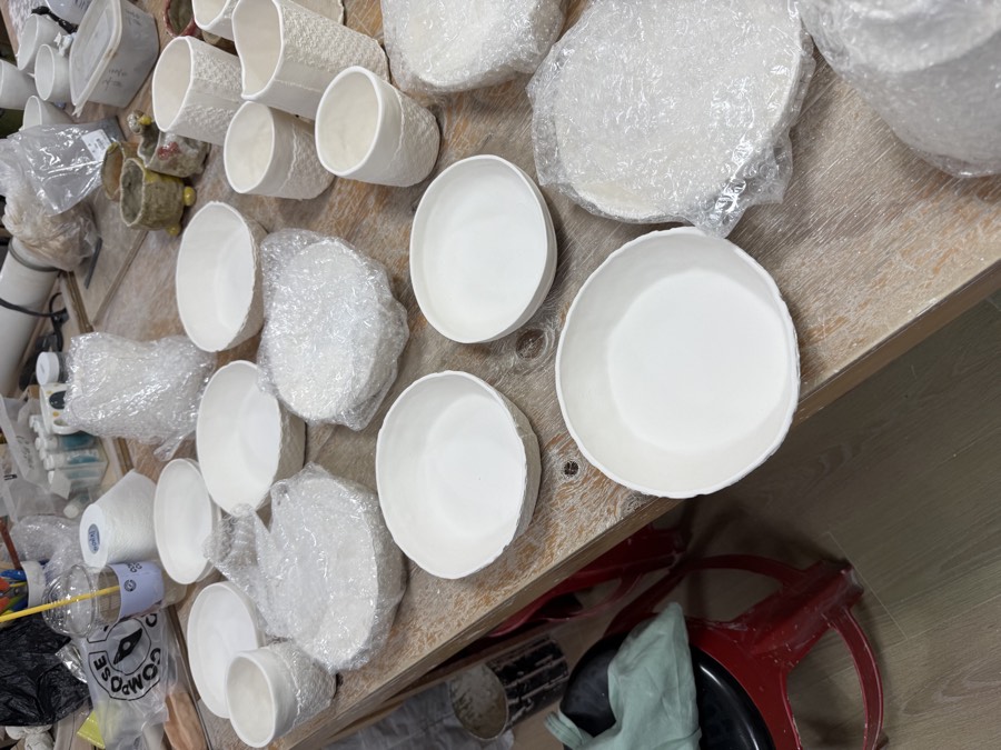 Ceramic work currently being fired