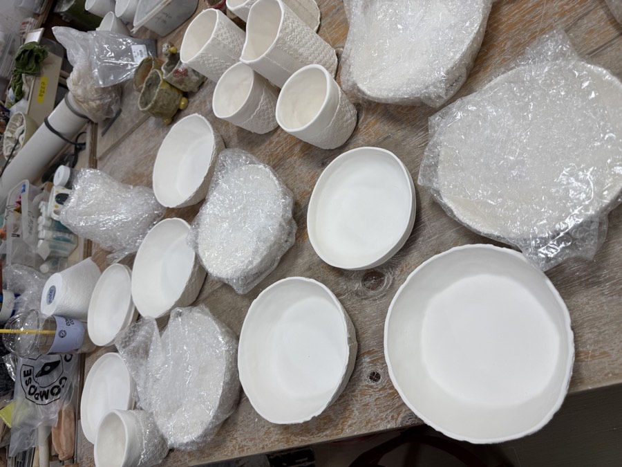 Ceramic work currently being fired