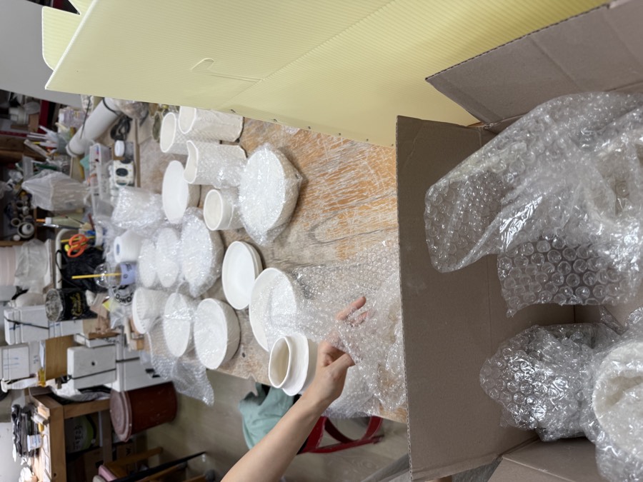 Ceramic work currently being fired