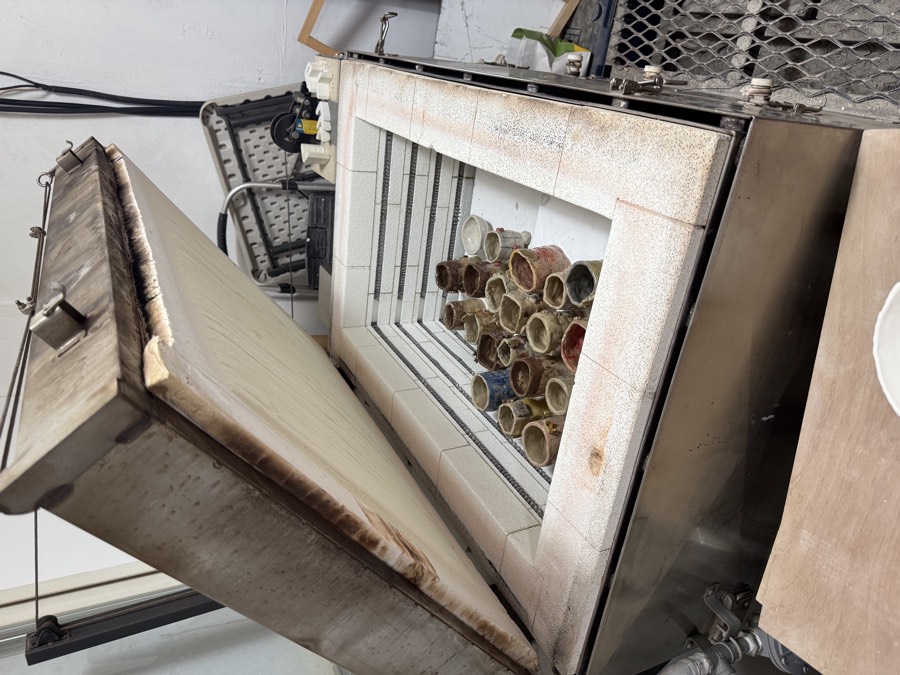 Ceramic work currently being fired