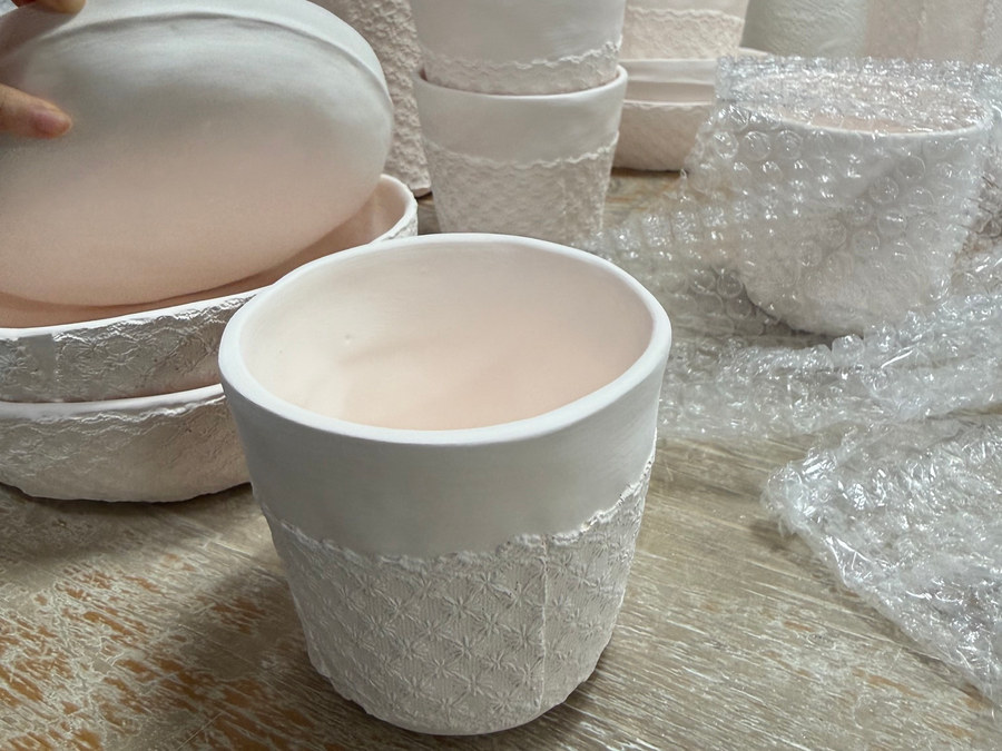 Ceramic work currently being fired